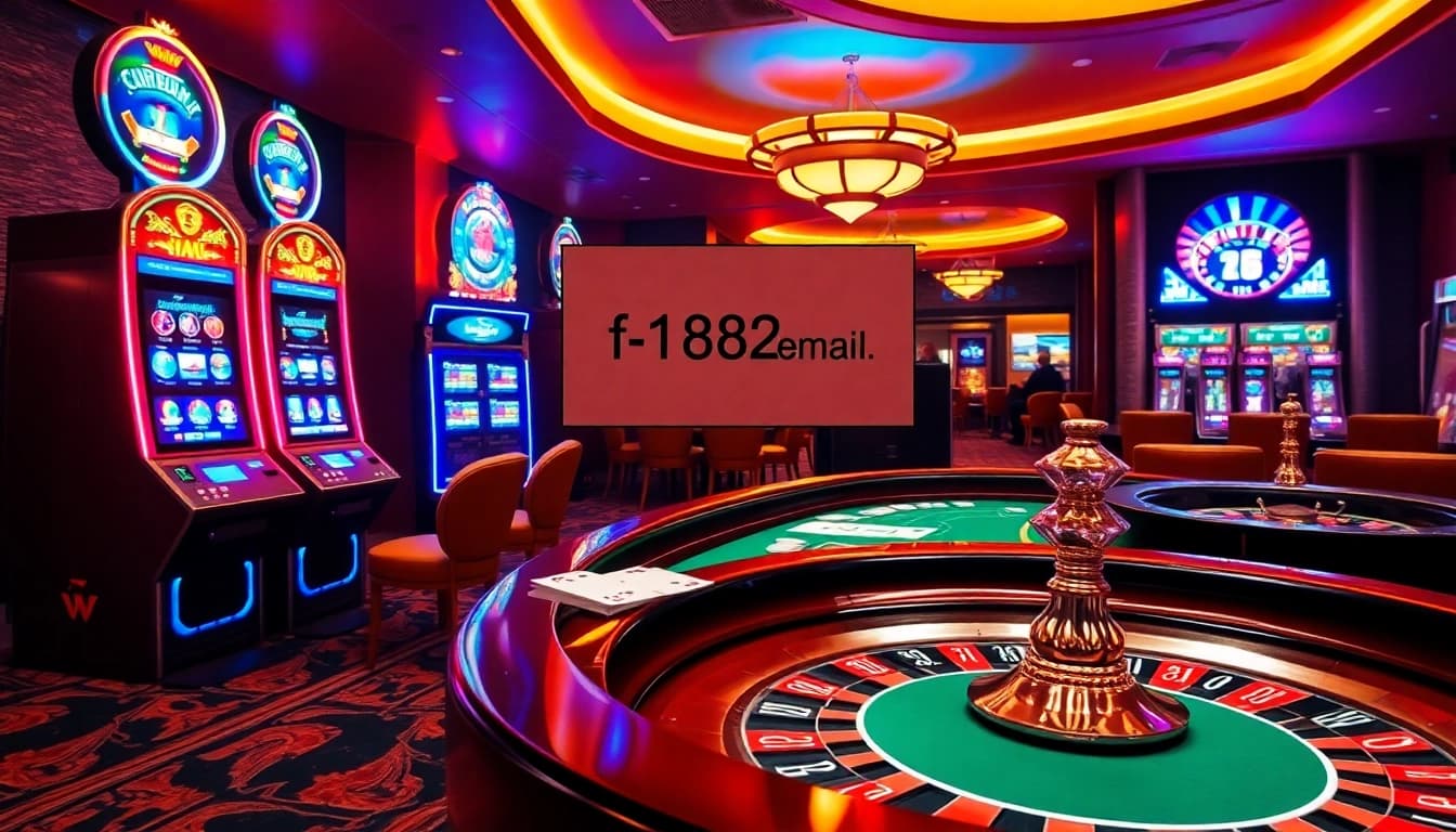 The lively casino scene with poker chips and cards inviting players to visit https://f1682.email/ for an exciting gaming experience.