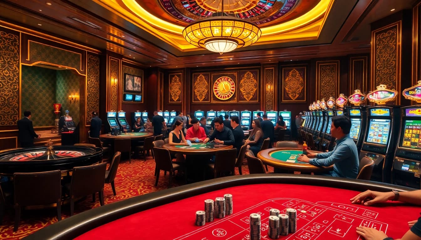 Exciting gambling action at nhà cái XX88 with players engaged in high-stakes Baccarat.
