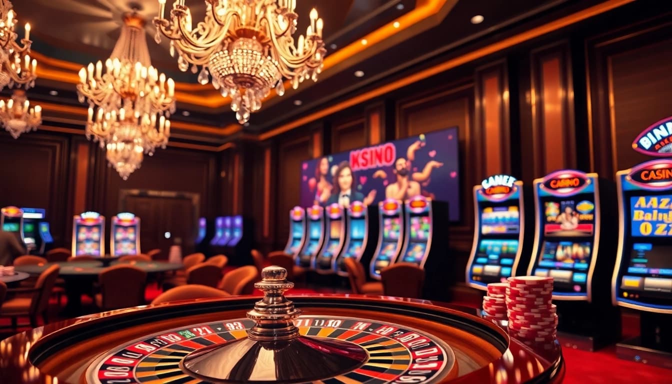 Vivez l'excitation du casino en ligne avec une roue de roulette dynamique et des jetons polis.