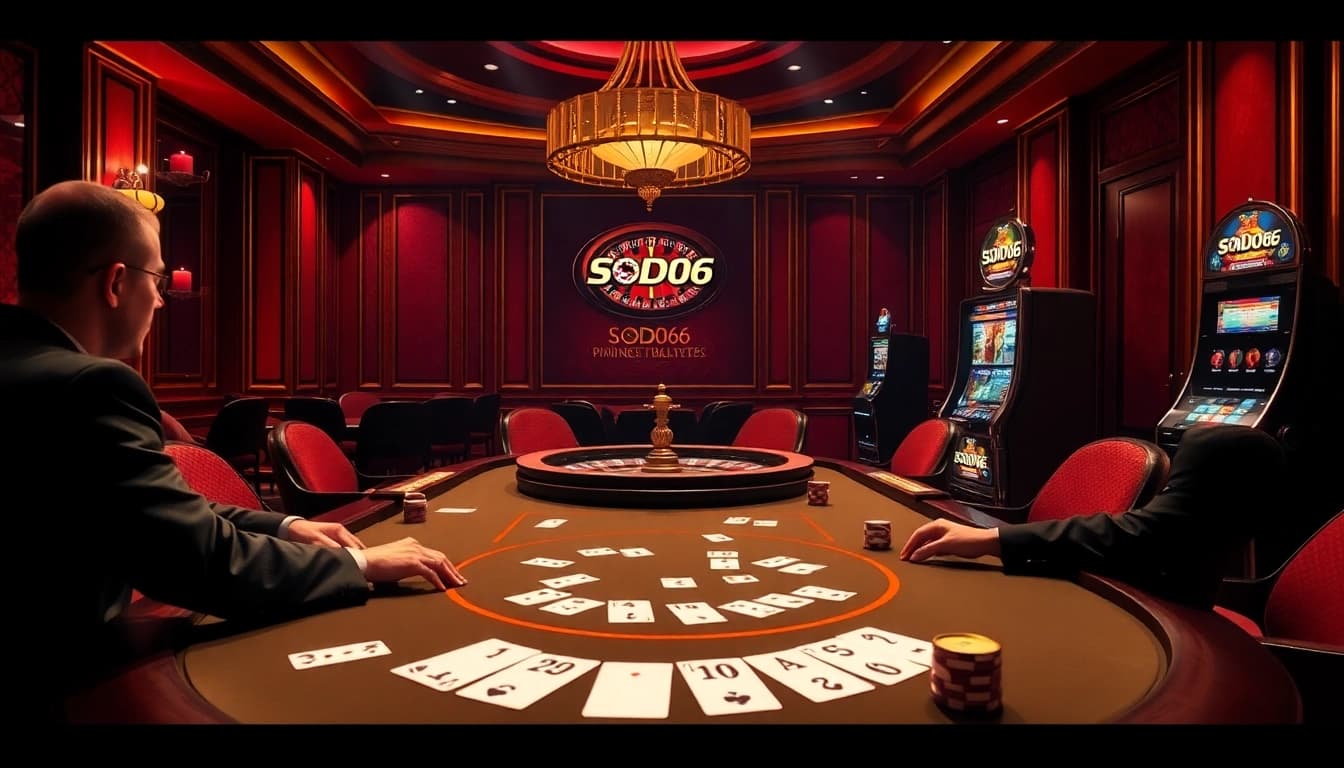 SODO66 casino thrills with exciting poker action at a luxury table, vibrant atmosphere.