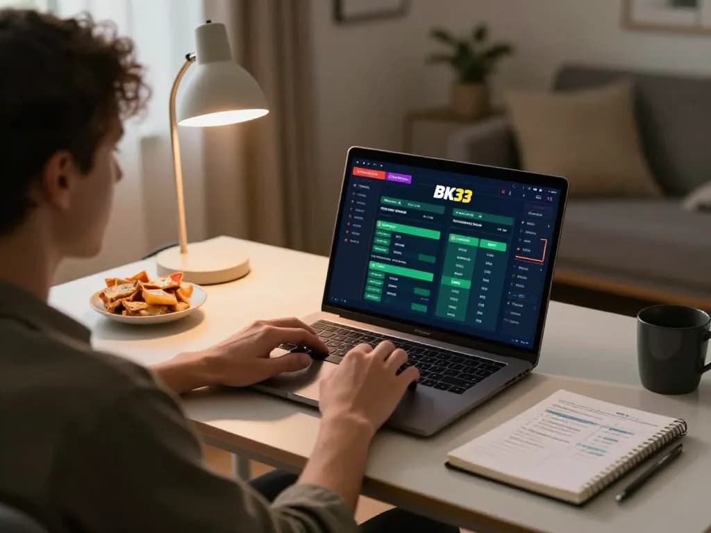Engaging online betting experience at BK33 with a player analyzing cricket odds.