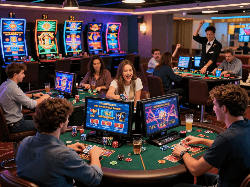 Players enjoying an exhilarating casinoe european online experience in a vibrant casino environment, showcasing diverse gaming options and excitement.