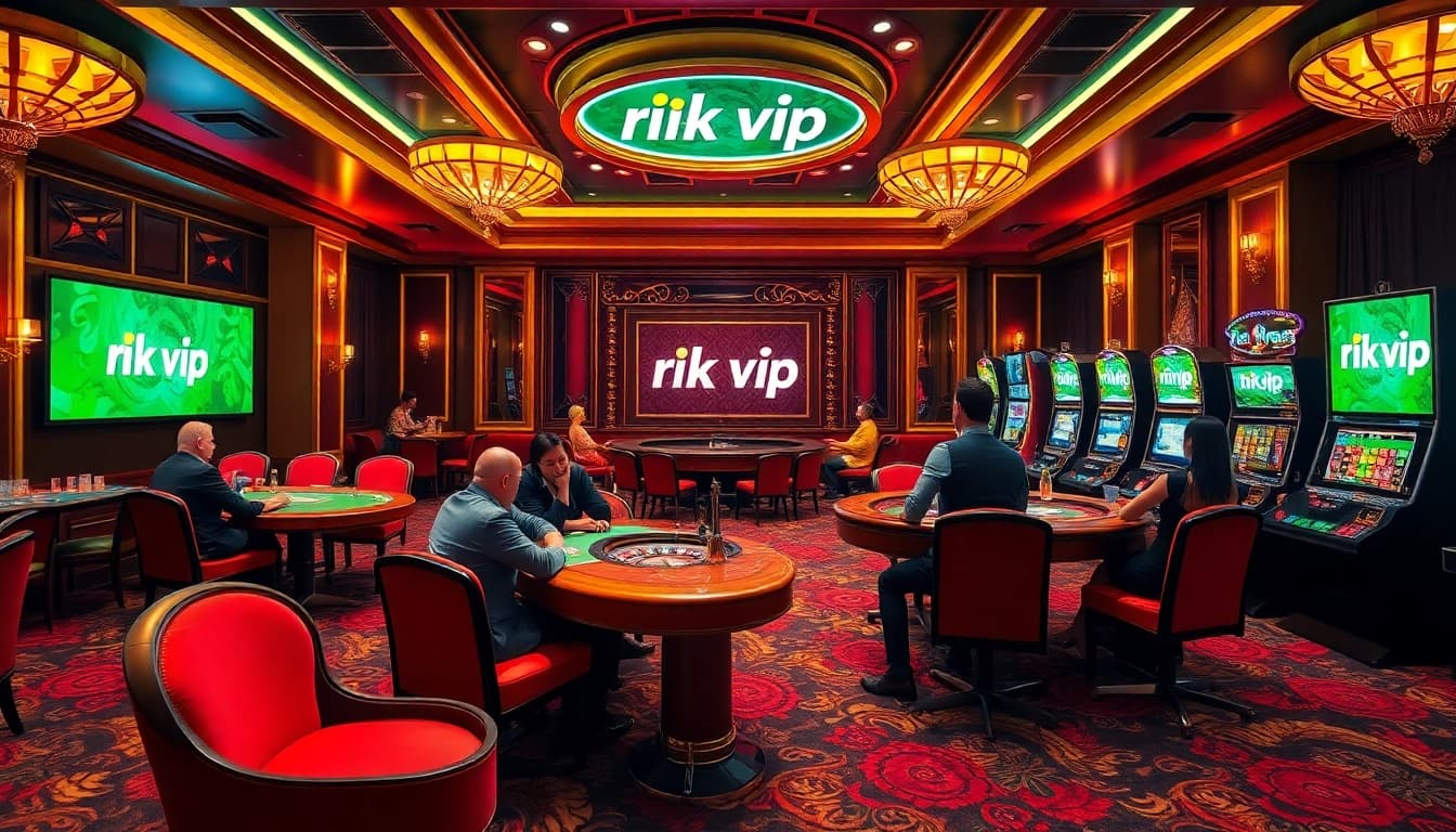 Engaged players enjoying high-stakes gambling at rik vip online casino with vibrant atmosphere.