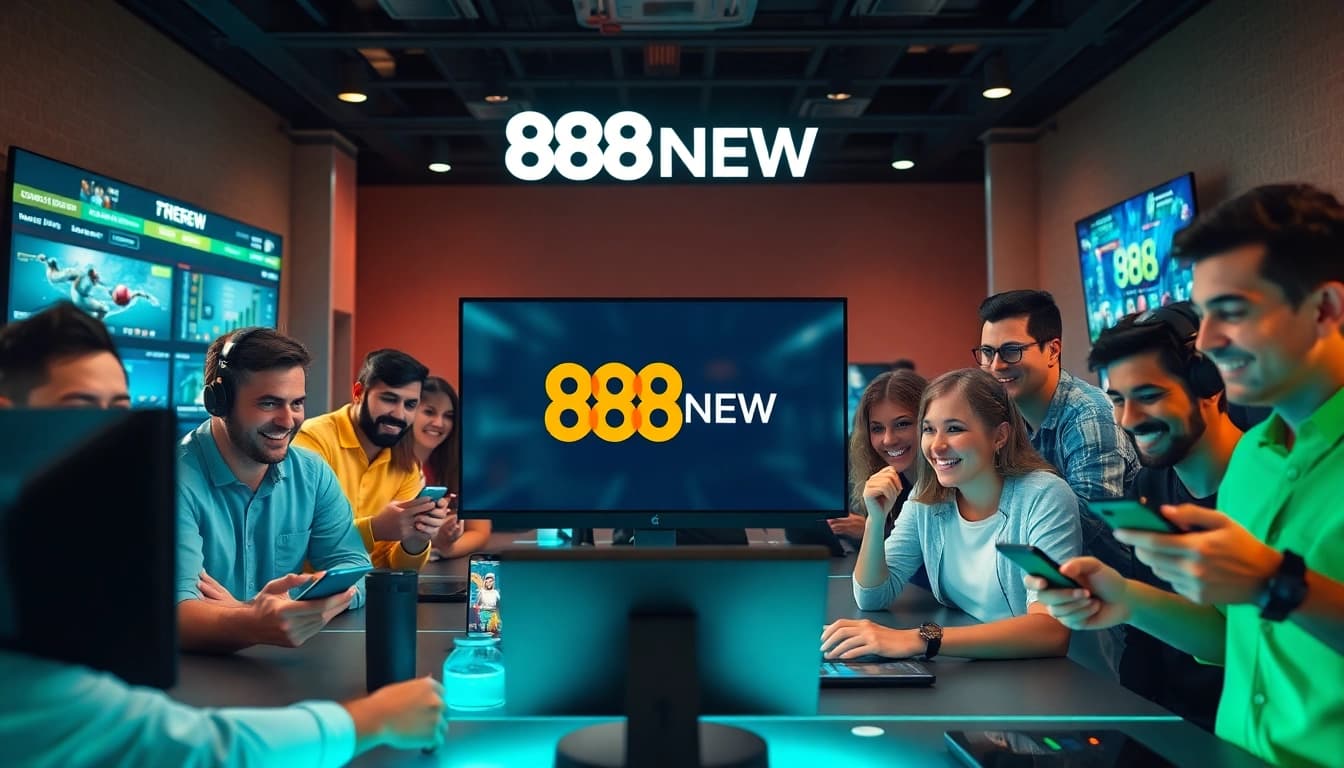 Dynamic gaming scene featuring 888new players experiencing online betting excitement and trust.