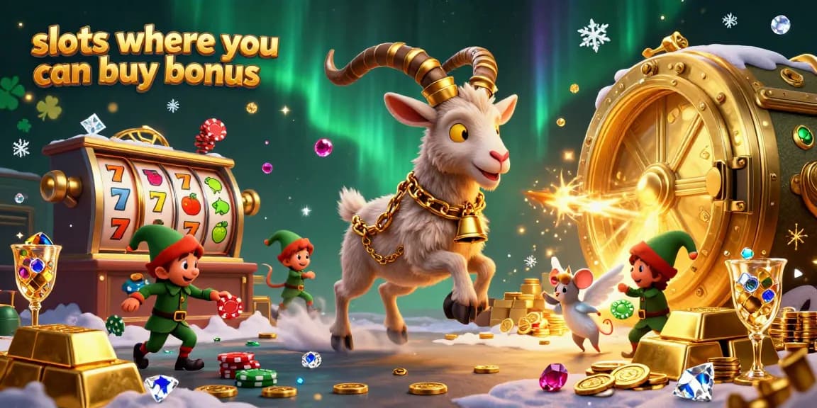 Engaging scene showcasing slots where you can buy bonus with festive characters in a vibrant casino.