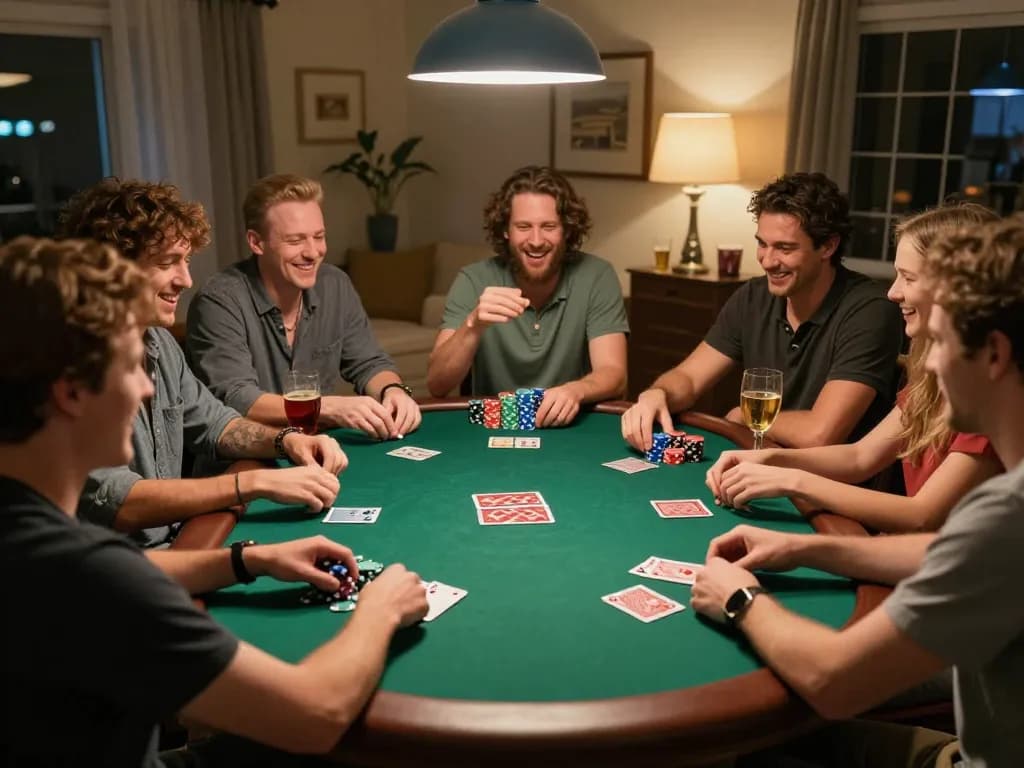 uu88 poker night with friends enjoying a lively game at a round table