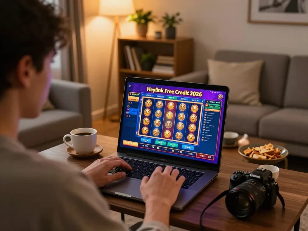 Engaging online player using Heylink free credit 2026 to explore vibrant slot games.