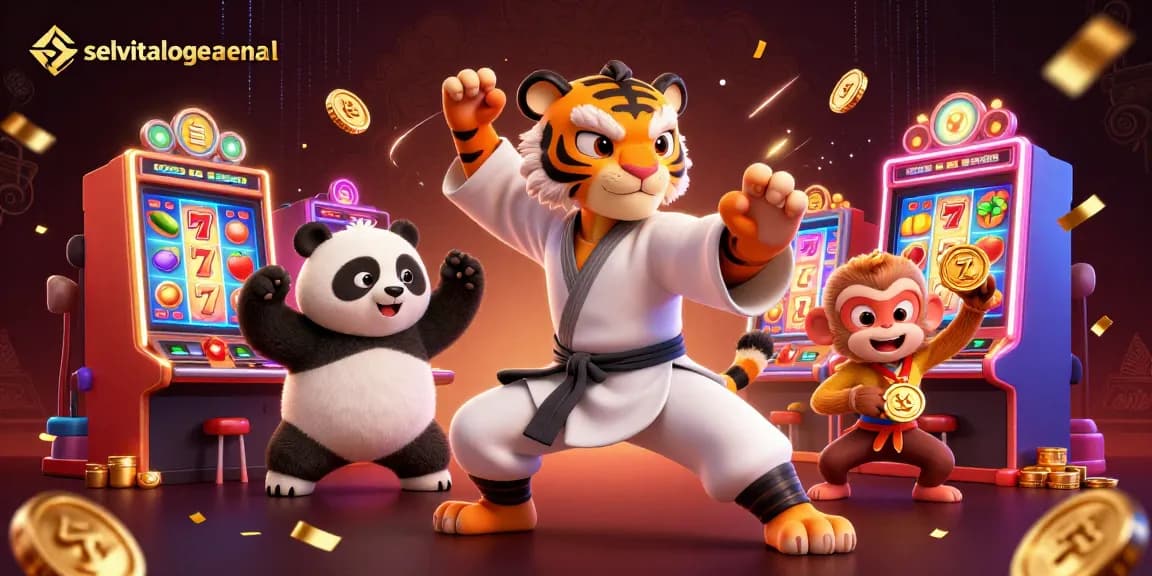 Experience excitement at selvitalodgearenal as the kung fu tiger and panda master showcase their jackpot skills in a vibrant casino.