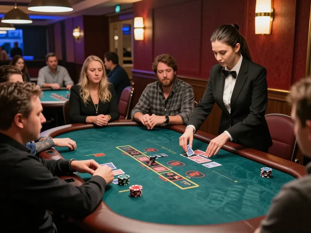 Engaging live dealer blackjack scene at king33, players strategizing as cards are dealt.