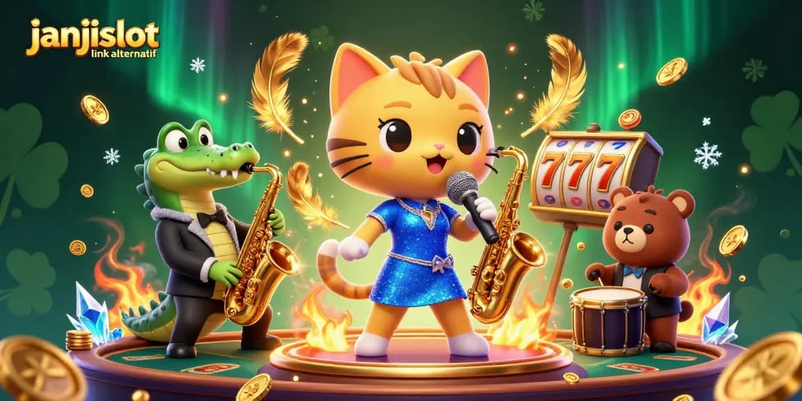 Experience the thrill with janjislot link alternatif as vibrant characters surround casino games.