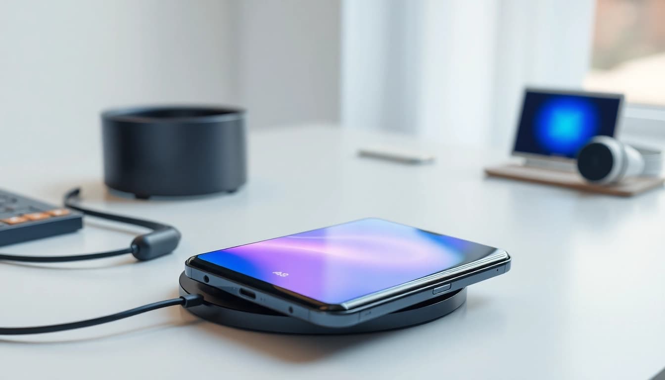 Samsung Galaxy S8 with vibrant display on a modern desk setup showcasing innovative smartphone design.
