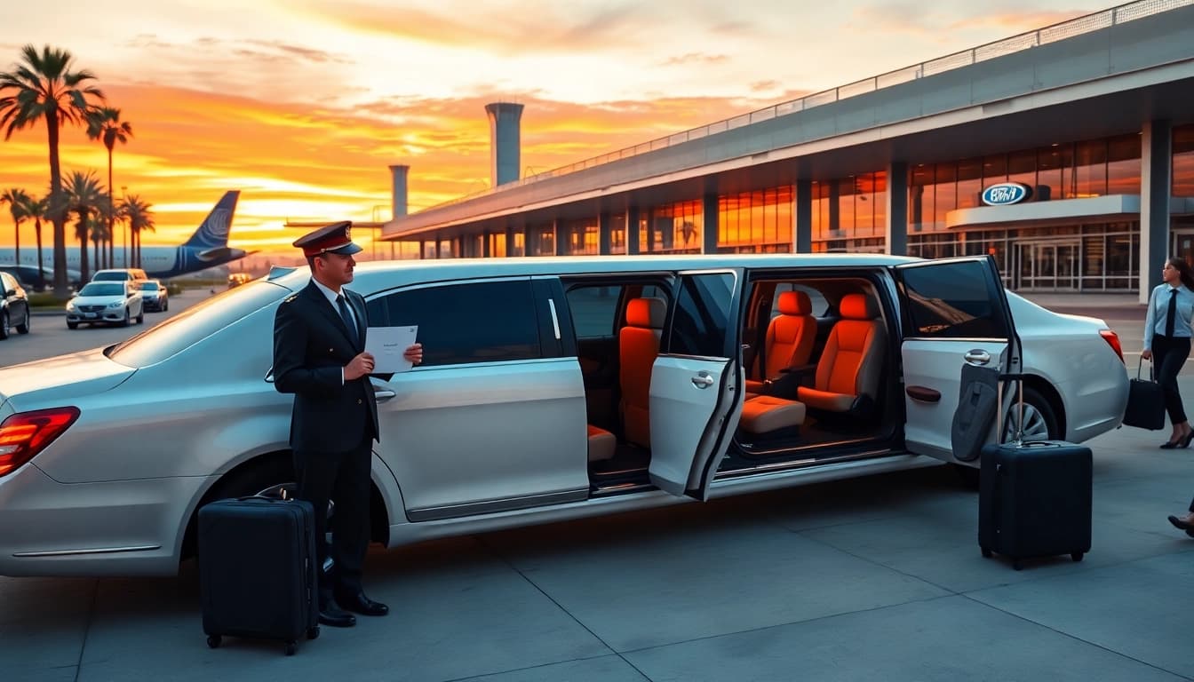 Experience seamless LA Limo services with a professional chauffeur welcoming guests at LAX.