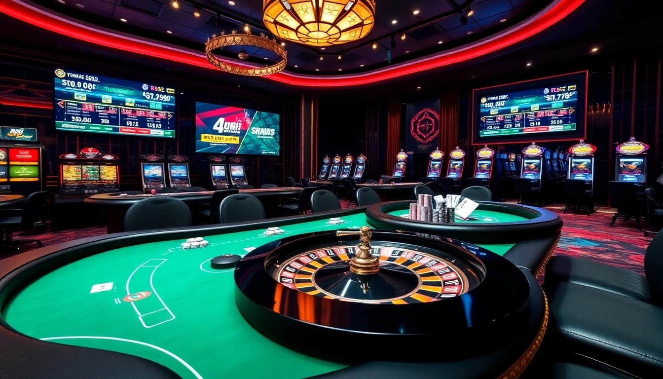 Real-time updates on tỷ số trực tuyến 7m featured in an exciting casino environment with poker chips and roulette.