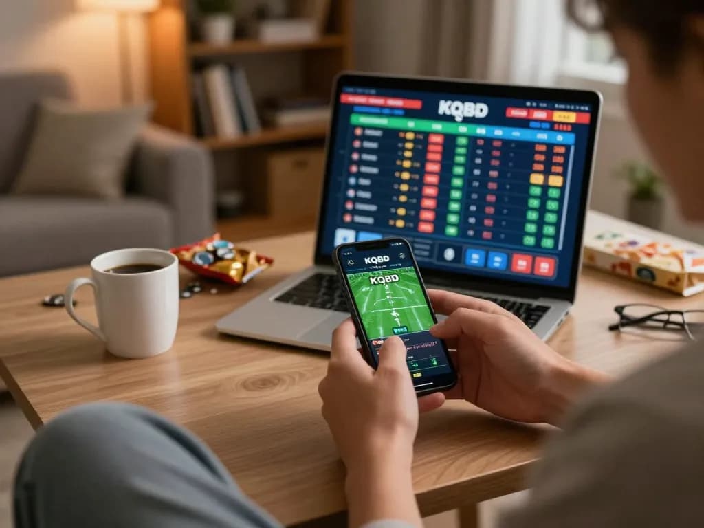 KQBD sports betting updates displayed on smartphone during an exciting game, capturing the thrill of real-time scores.