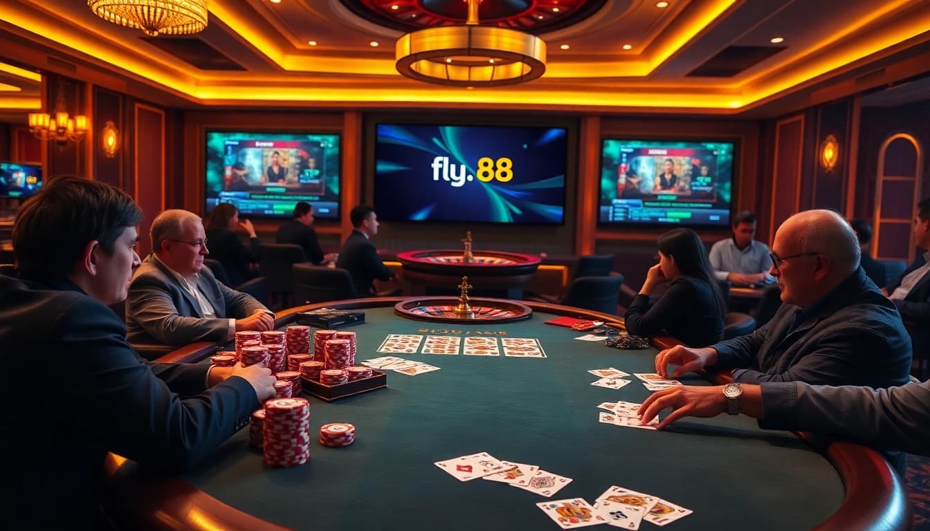 Experience the thrill of high-stakes gambling at fly88.deal with vibrant poker tables and exciting games.