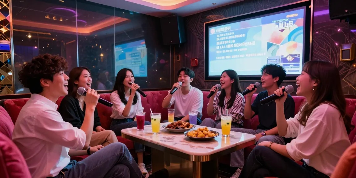 Engaging fun at 인천쓰리노 karaoke room with vibrant setup and lively friends.