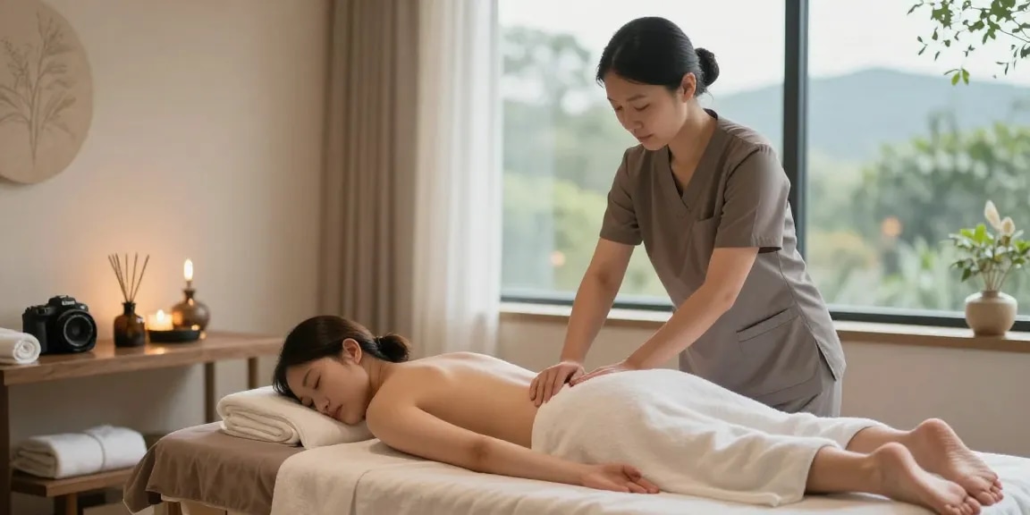 Relaxing 1인샵 therapy session showcasing a serene atmosphere with a skilled therapist and ambient decor.