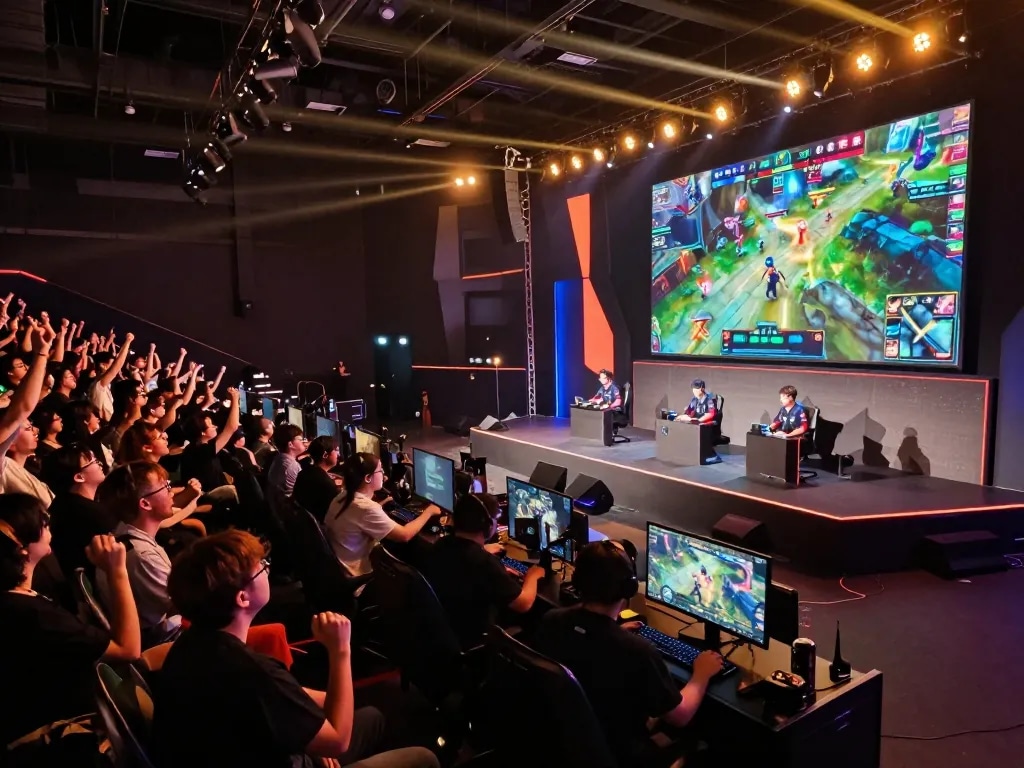 okwintv brings live esports excitement with a packed arena, players focused and fans cheering.