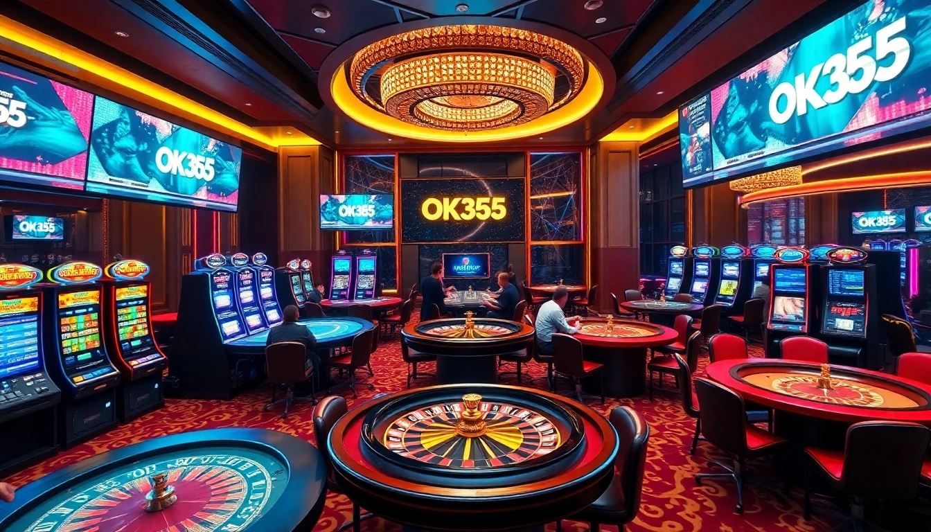 Engage in thrilling gaming experiences with OK365 in a luxurious casino environment.