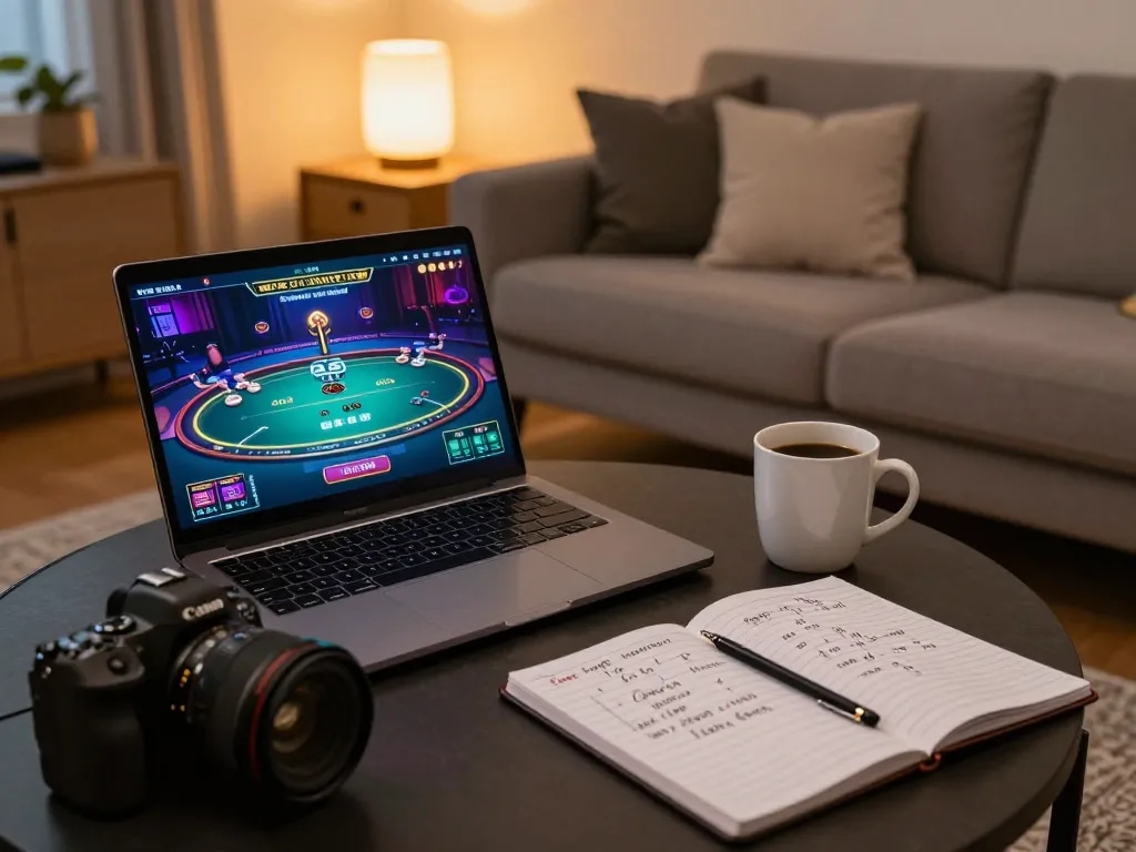 Player engaging with an online casino app on a tablet while managing giường bệnh nhân betting strategies during a cozy evening