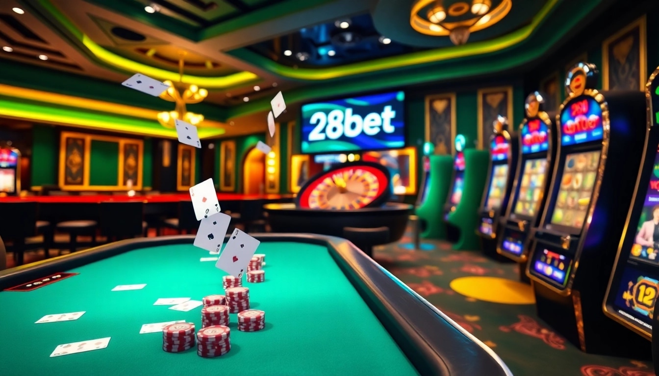 Exciting gaming experience on 28bet with vibrant casino visuals and interactive elements.