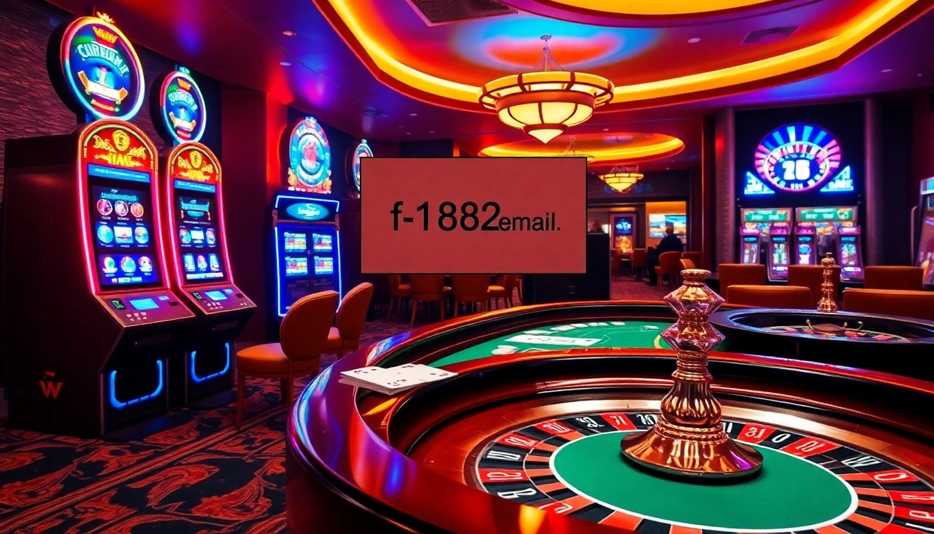 The lively casino scene with poker chips and cards inviting players to visit https://f1682.email/ for an exciting gaming experience.