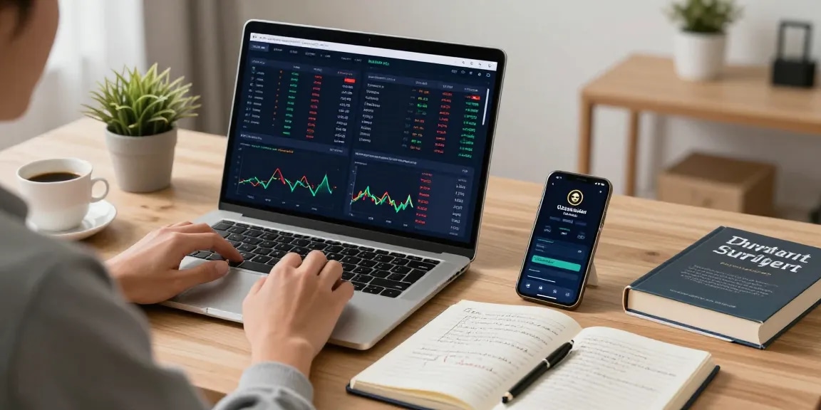 legit cloud mining platform analysis in a modern cryptocurrency workspace with charts, digital wallet, and trading notes.