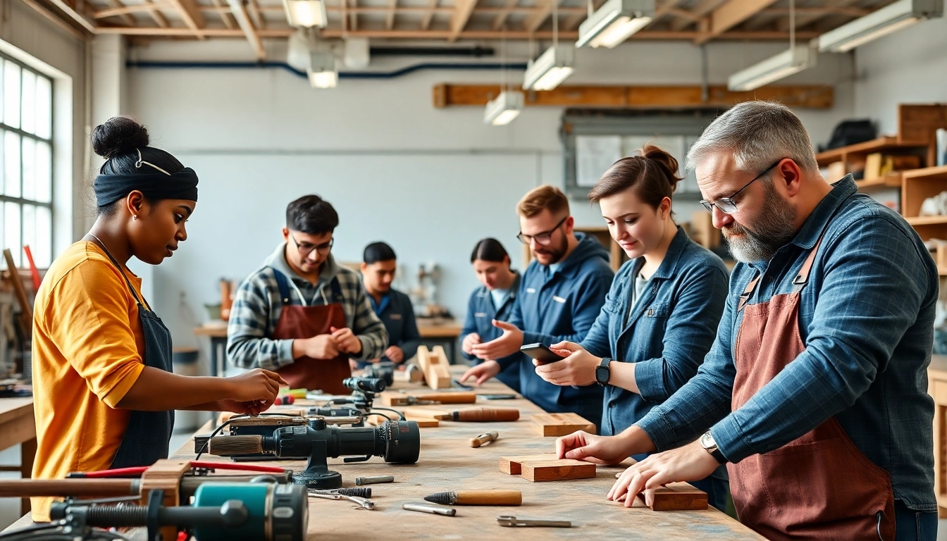 Apprenticeship programs in a collaborative workshop environment fostering technical skills.