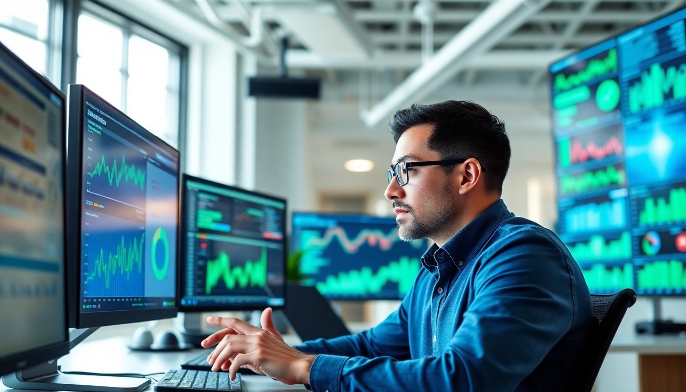 Analyze SEO Rank Tracker data in a modern office for effective strategies.