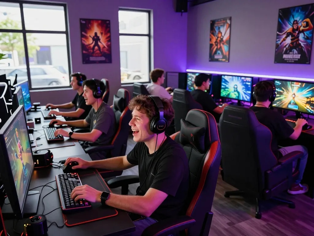 Players enjoying thrilling games at Autowin88's exciting gaming lounge.