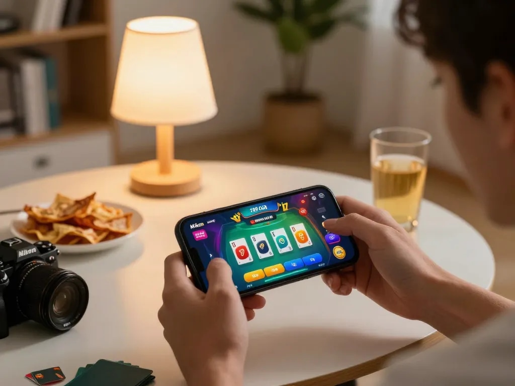 Engaging with the 789 club mobile app for a thrilling gaming experience at home.