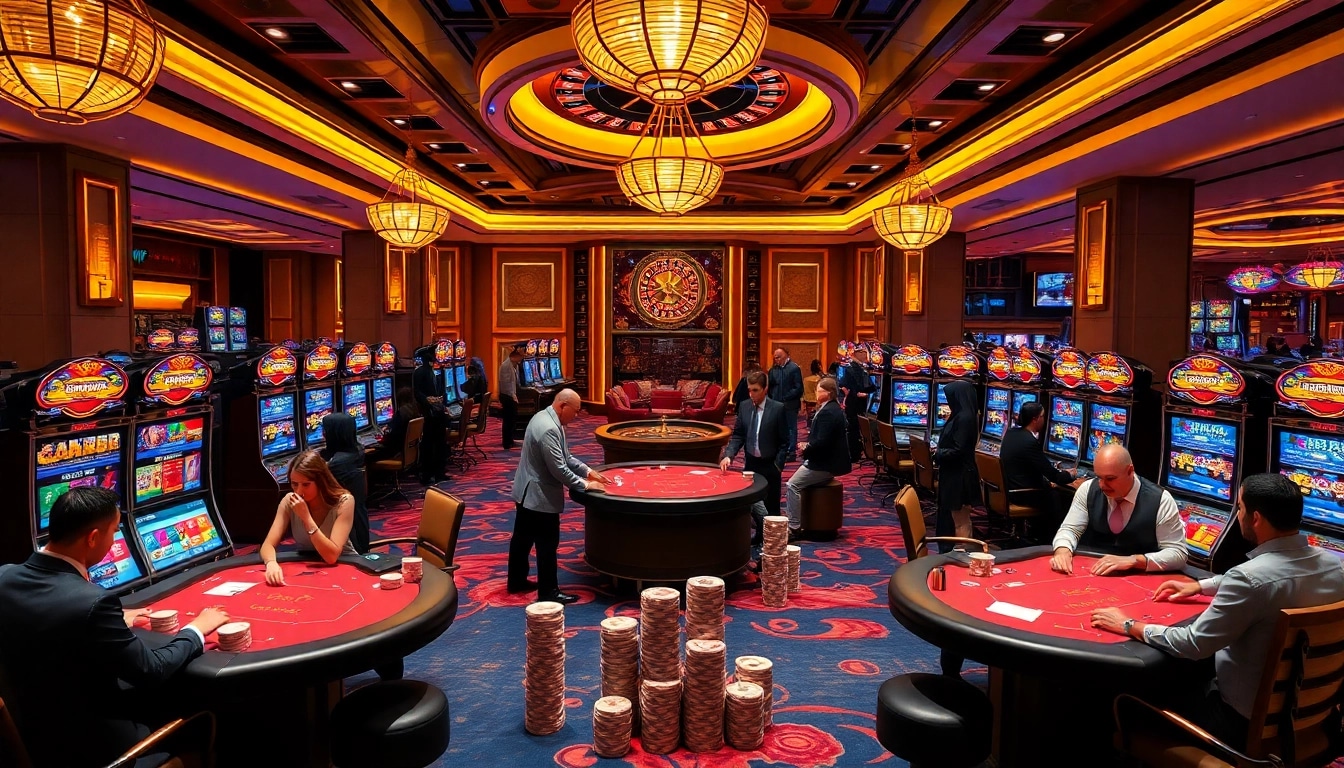 Engaged players winning at nhà cái vmax, showcasing exciting casino elements and vibrant atmosphere.
