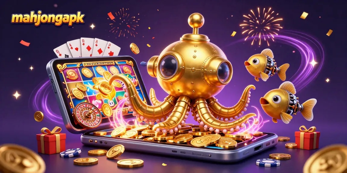 Experience mahjongapk with immersive slot games and golden coins in a vibrant digital scene.