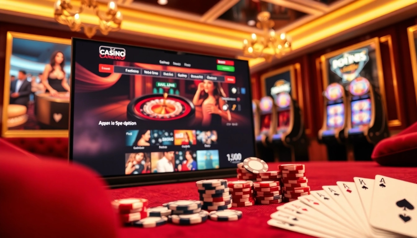 Des joueurs captivés par une expérience luxueuse de casino en ligne avec roulette et machines à sous.