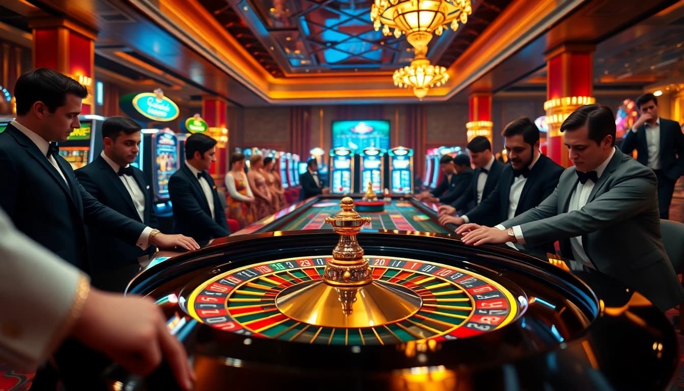Des joueurs captivés à une table de roulette soulignent l'excitation des jeux de casino en ligne.