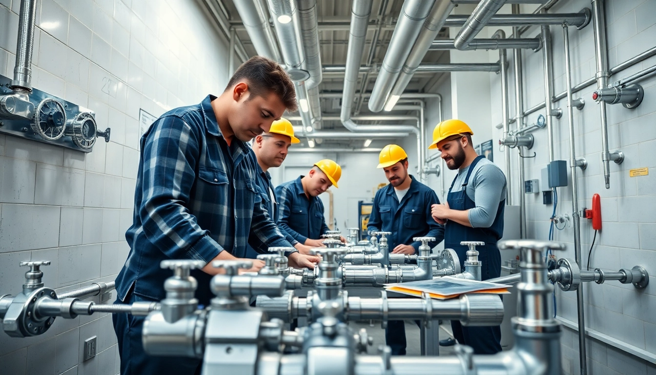 Das Team von sonni sanitär GmbH installiert moderne Sanitäranlagen in einem hellen Werkstattumfeld.
