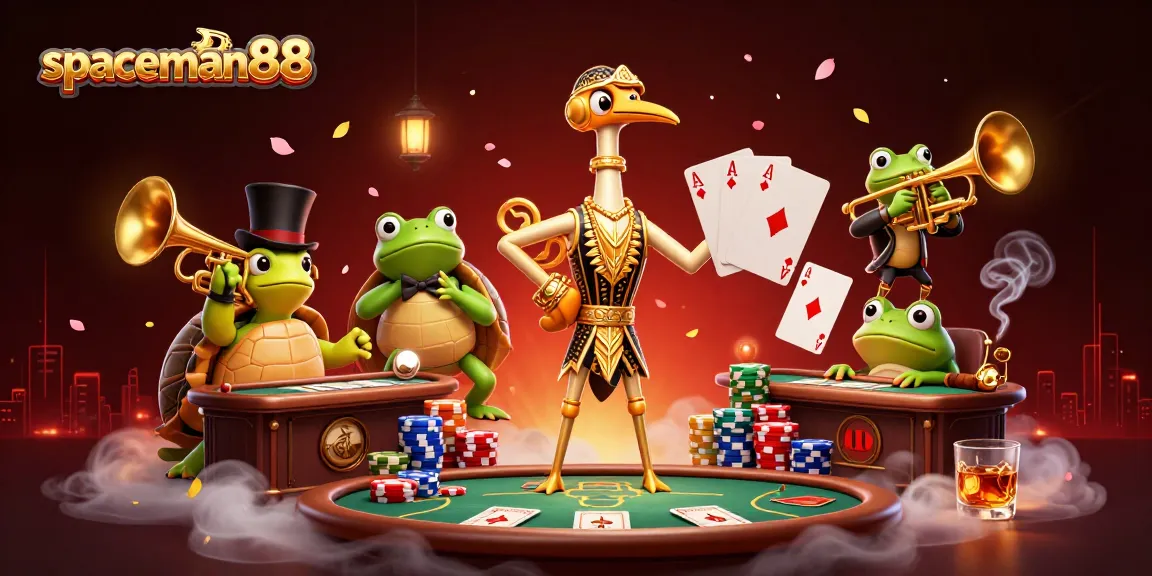 Experience the thrill of spaceman88 with whimsical characters and casino elements in a vibrant speakeasy scene.