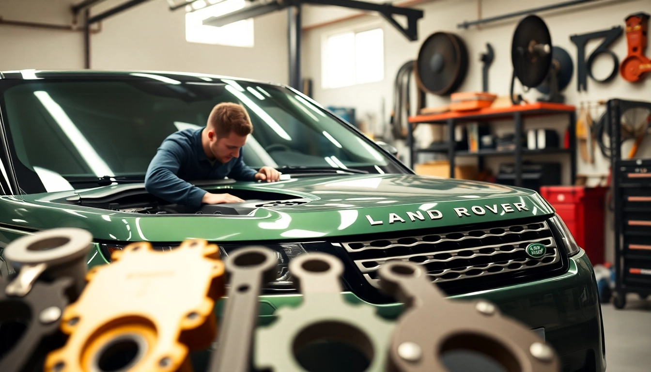 Quality Land Rover Service performed by a professional mechanic in a bright, well-equipped garage.