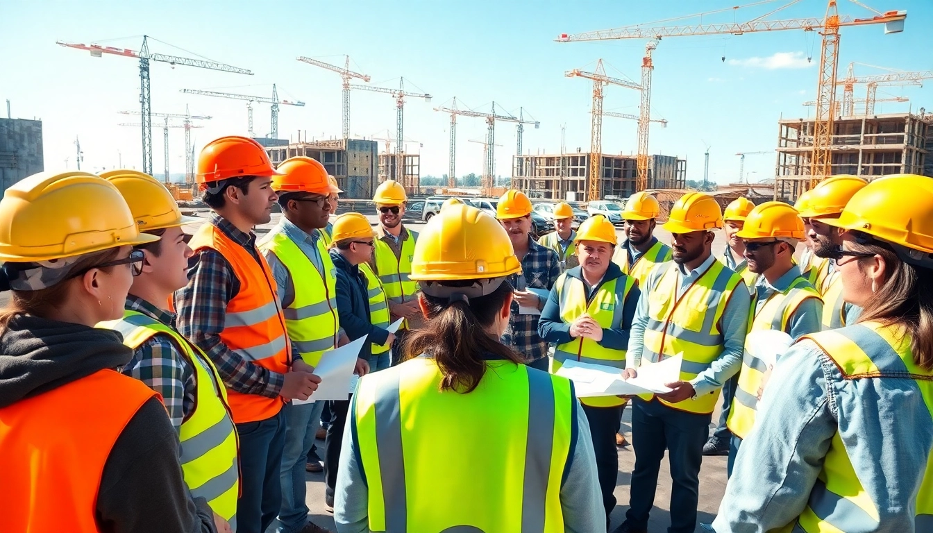Workers engaging in construction safety training emphasizing protocols and teamwork.