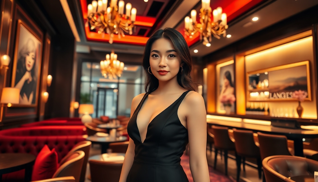 Experience premium Singapore escort services in an elegant lounge setting with a beautiful female companion.