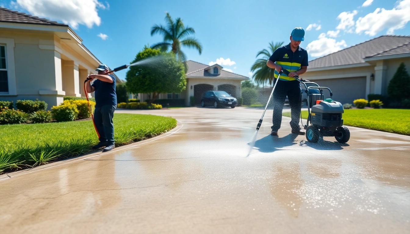 Concrete cleaning by professionals in Kissimmee, FL showcases shining results and expert service.
