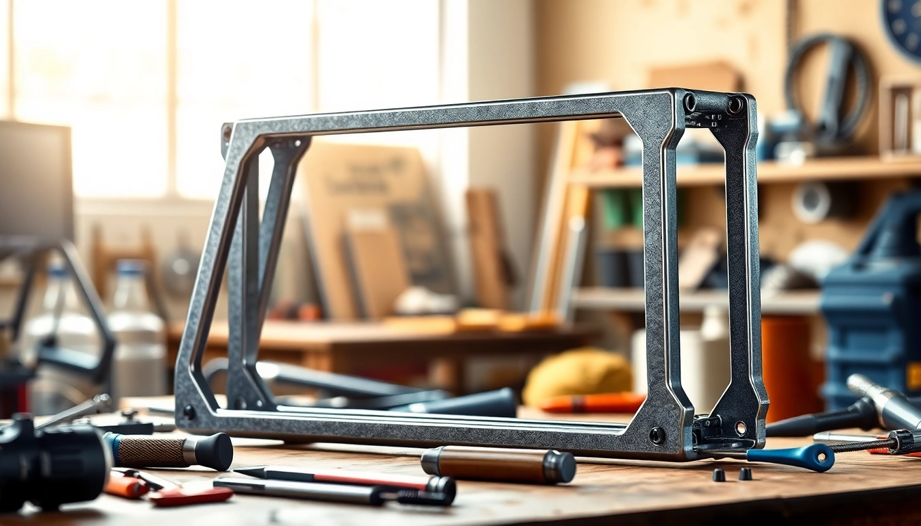 View of the pf940v2 frame kit on a workbench, emphasizing its design and craftsmanship.