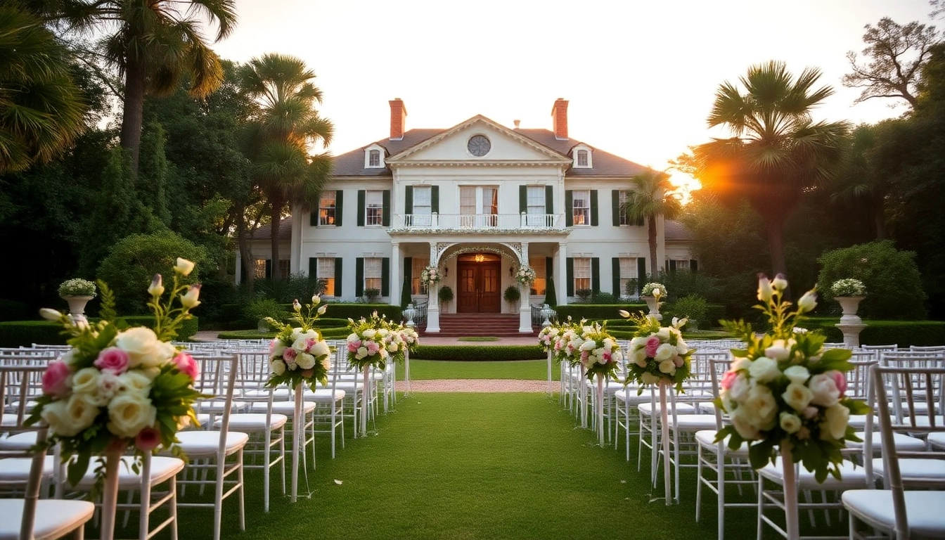 Capture of a wedding ceremony at a beautiful Jacksonville Wedding Venue with lush gardens.