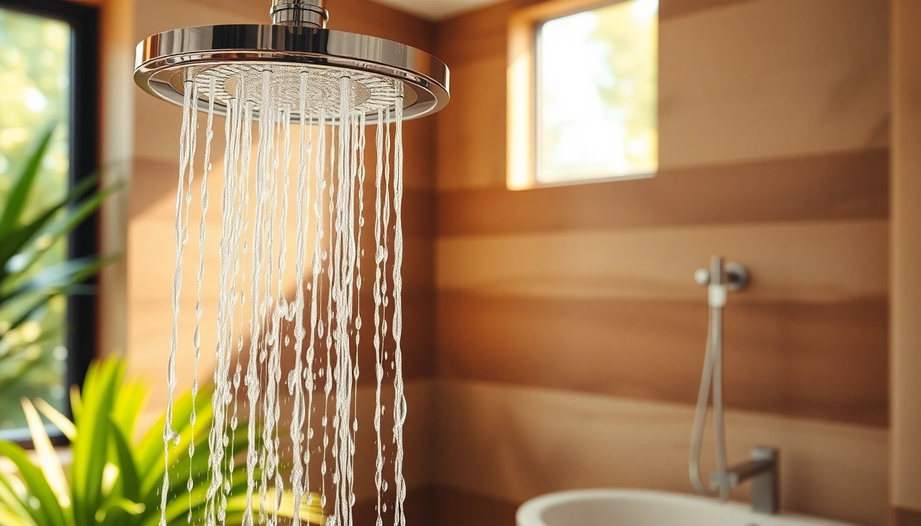 Experience elegant showers with modern fixtures in a serene bathroom setting.