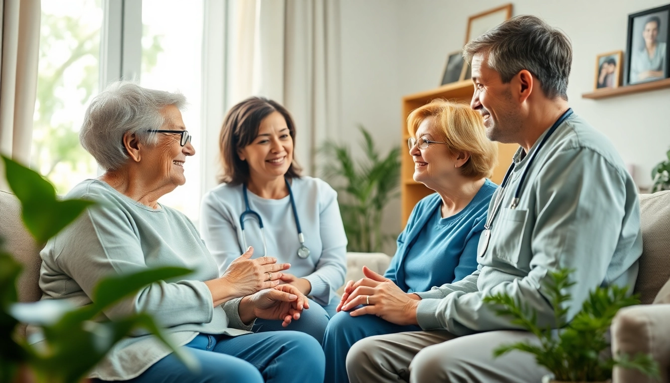 Respite care austin tx showcasing compassionate caregivers assisting seniors in a warm home environment.