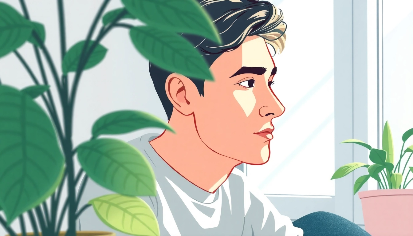 Visual representation of depression symptoms highlighting a person reflecting in a tranquil setting.