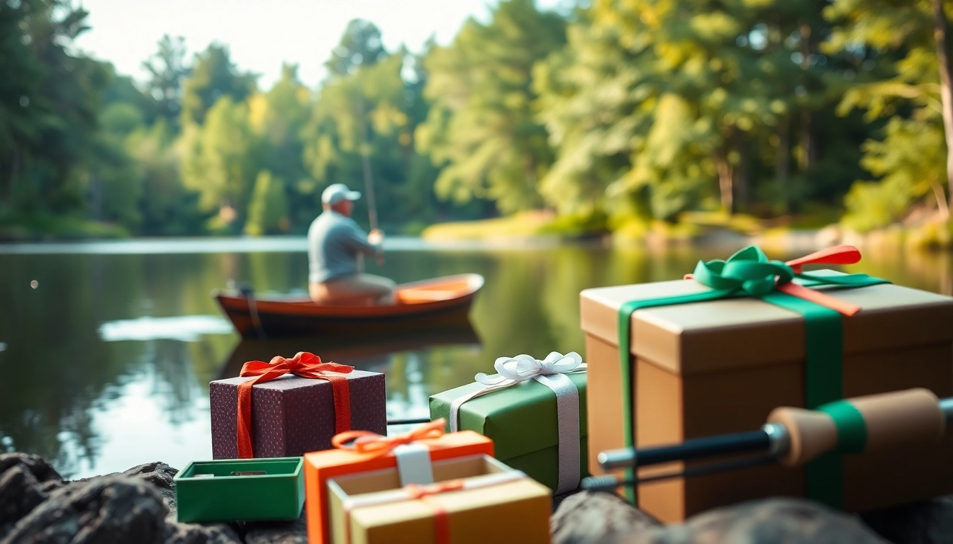 Discover unique fishing gifts for enthusiasts at a serene lake setting.