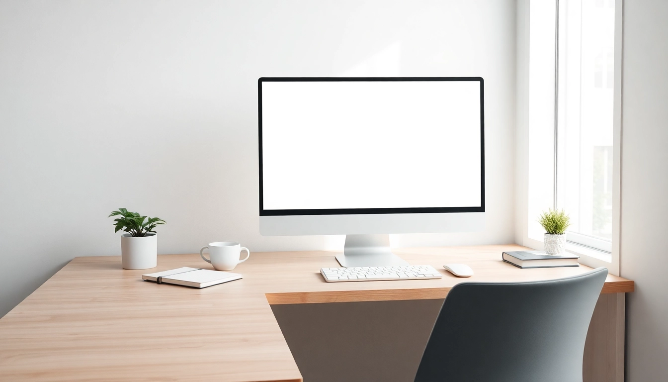Bright white screen tool illuminating a modern workspace for focus and productivity.