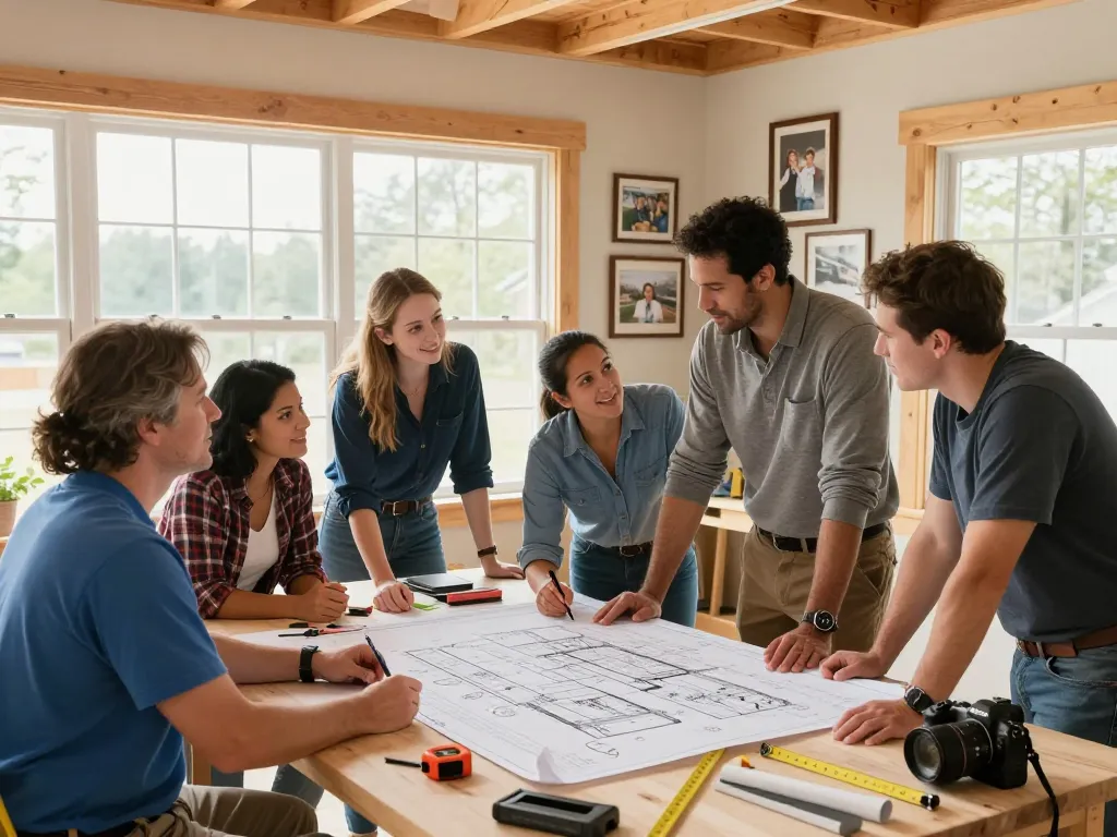 Team collaborating on contractor services in Maine, showcasing family-owned construction legacy.