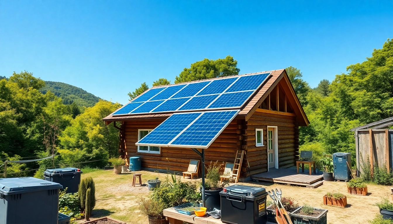 Install an efficient off grid solar system featuring solar panels and battery storage in a serene outdoor setting.